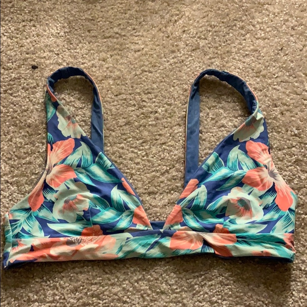 Reversible floral rip curl bikini top